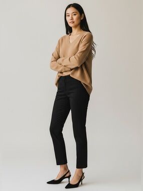 Ricki’s Slim Fit  Ankle Slit Cropped Pants Cotton Sateen Black Size 0